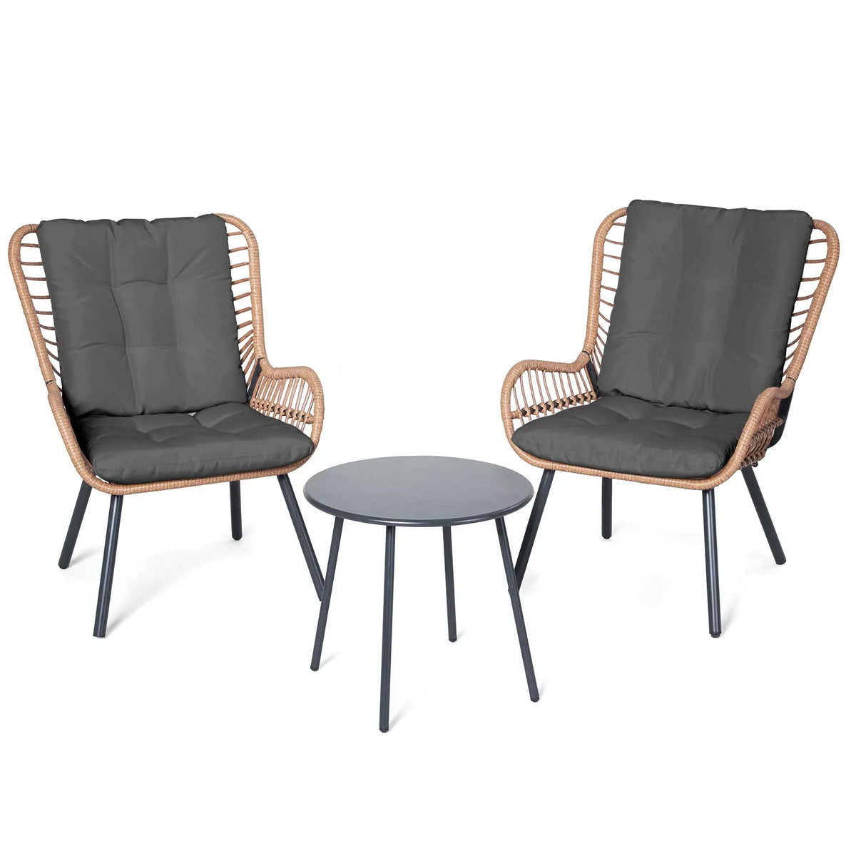2026 NEW LAUSAINT HOME 3-Piece Patio Furniture Set, High Back Outdoor Bistro with Coffee Table & Beige Cushions for Garden or Deck