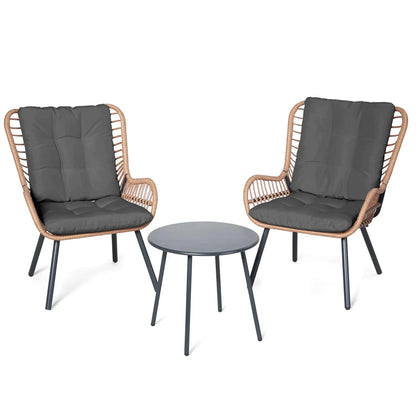 2026 NEW LAUSAINT HOME 3-Piece Patio Furniture Set, High Back Outdoor Bistro with Coffee Table & Beige Cushions for Garden or Deck