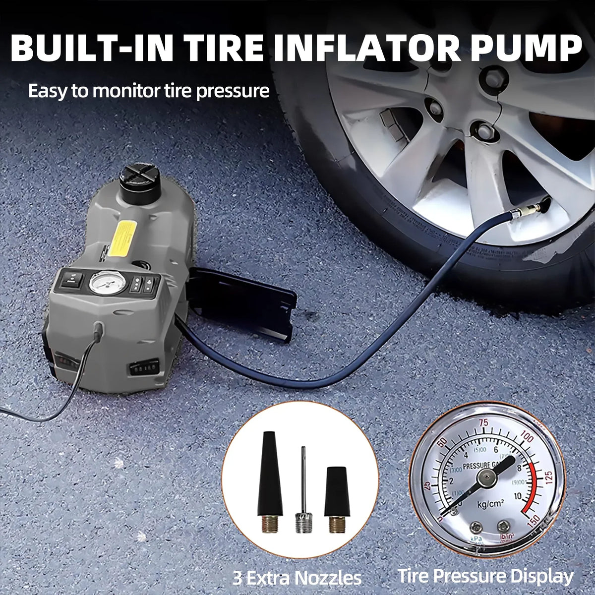 2026 NEW SZTAA Electric Car Jack Lift with Air Compressor and Emergency Hammer 5 Ton/11023 lbs Hydraulic Jack for SUV Sedan Truck Change Tires Garage Repair