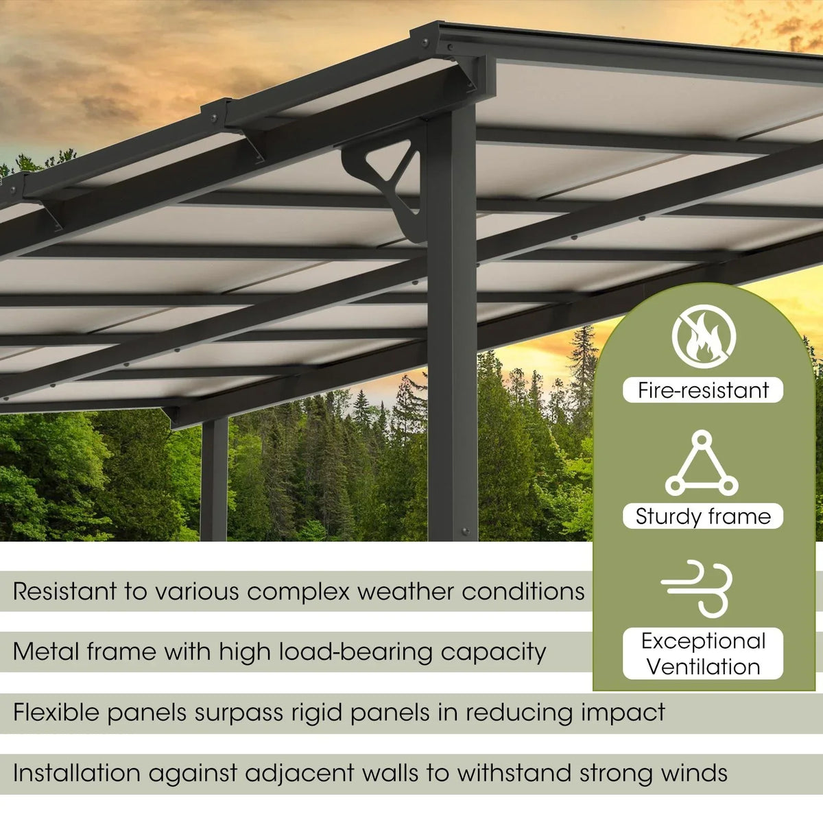 2026 NEW Aoxun 8' x 5' Gazebo for Patio, Gazebo Pergola with Sloped Roof, Grill Gazebo Large Wall-Mounted Heavy Duty Awnings, for Backyard, Deck, Patio