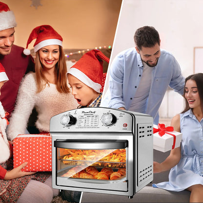 2026 NEW PlumChef 13 Quart 4 Slices Air Fryer Convection Toaster Oven, 1500W, 7 in 1 Multifunction with Roast, Bake, Grill, Broil, Toast, Dehydrate, Defrost