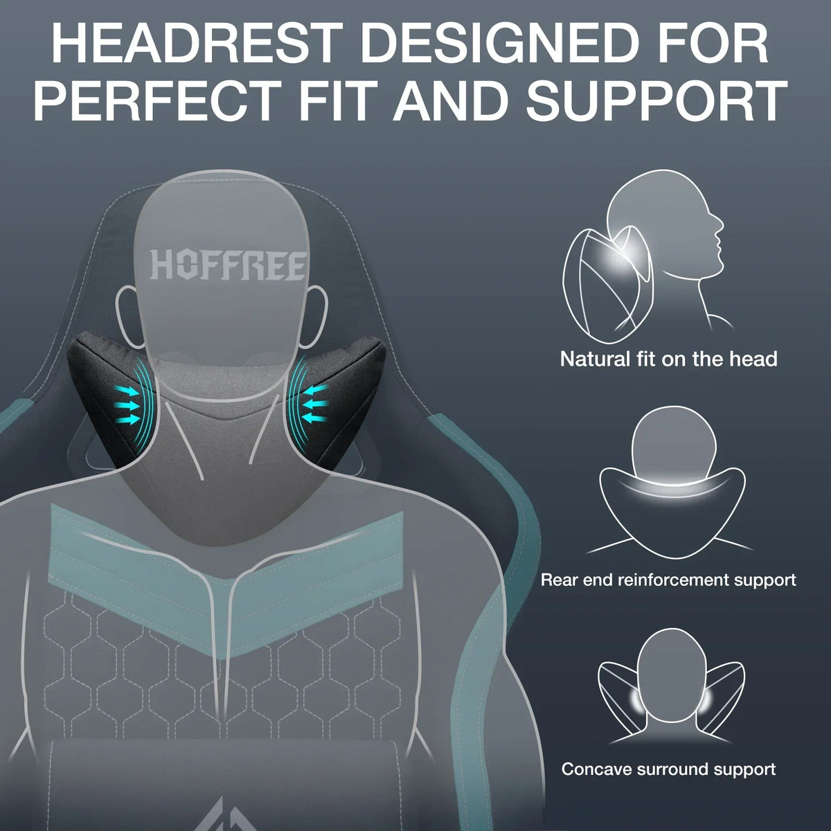 2026 NEW Hoffree Gaming Chair with Massage Fabric Office Chair with footrest for Adults, Ergonomic Gamer Chair with Headrest and Lumbar Support for Office Gaming, 440 LBS