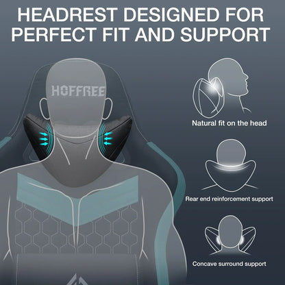 2026 NEW Hoffree Gaming Chair with Massage Fabric Office Chair with footrest for Adults, Ergonomic Gamer Chair with Headrest and Lumbar Support for Office Gaming, 440 LBS