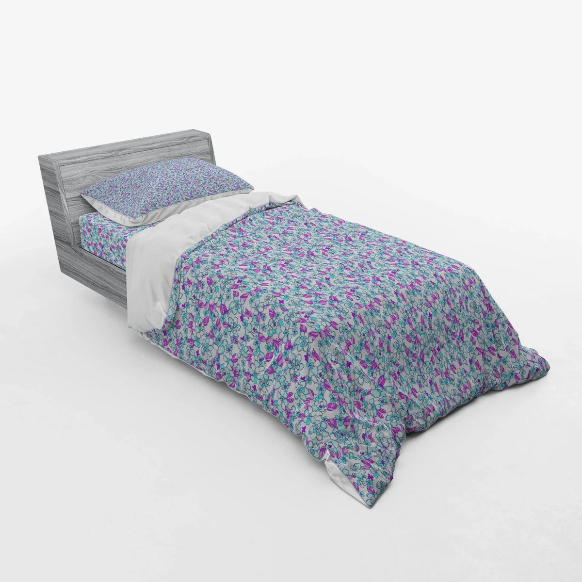 2026 NEW Floral Duvet Cover Set, Colorful Spring Blossom Flowers Repetitive Hand Drawn Like Pattern, Bedding Set with Shams and Fitted Sheet, 3 Sizes