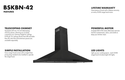 2026 NEW ZLINE 36 in. Wall Mount Range Hood in Black Stainless Steel (BSKBN-36)