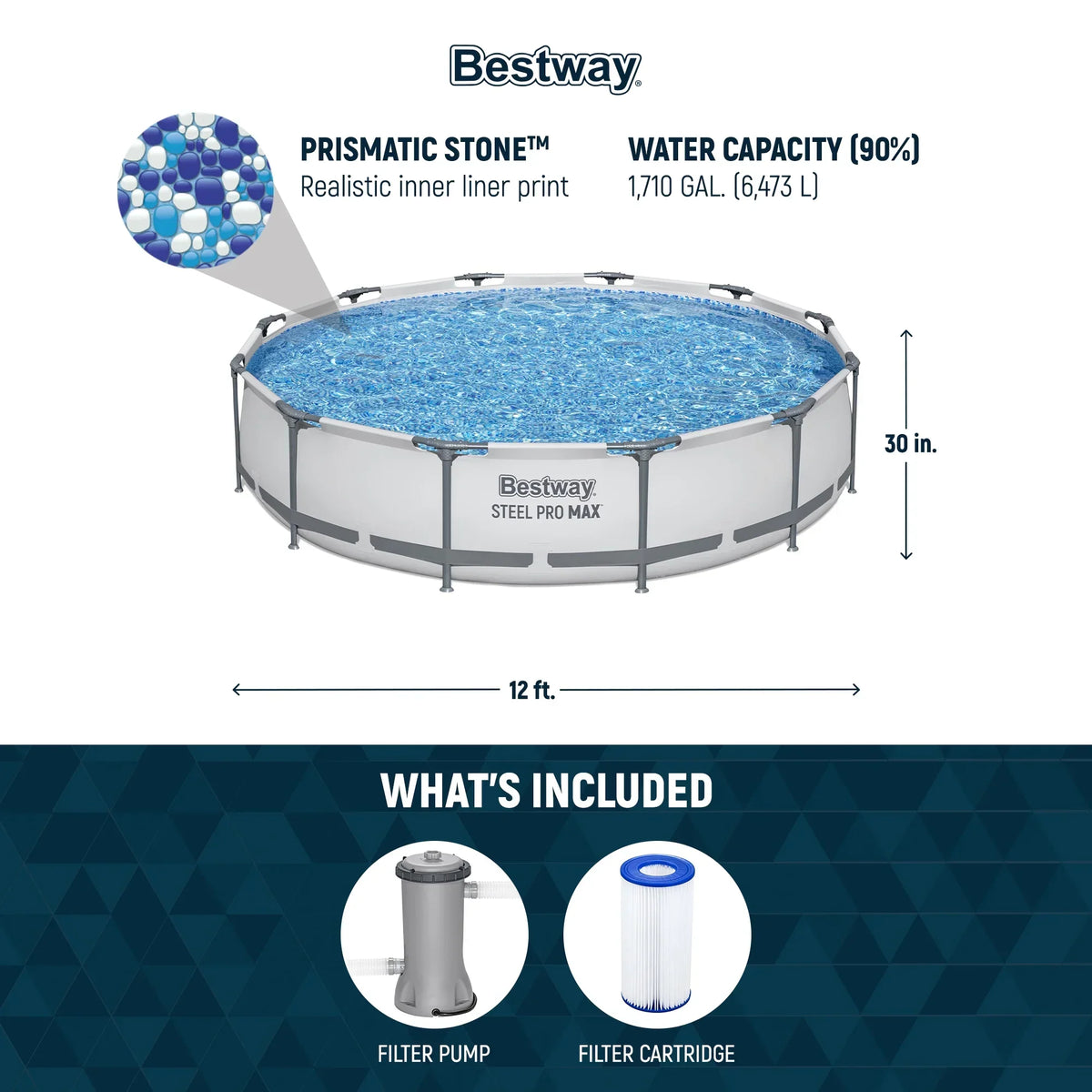 2026 NEW Bestway Steel Pro MAX 10' x 30" Above Ground Pool Set Round