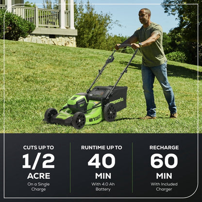 2026 NEW Greenworks 80V 21" Brushless Cordless Push Lawn Mower, 4.0 Ah Battery and Charger Included [75+ Compatible Tools]