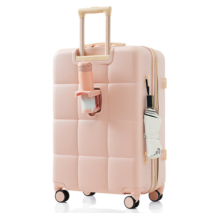 2026 NEW Luggage Set of 3, 20-inch with USB Port, Airline Certified Carry-on Luggage with Cup Holder, ABS Hard Shell Luggage with Spinner Wheels, white