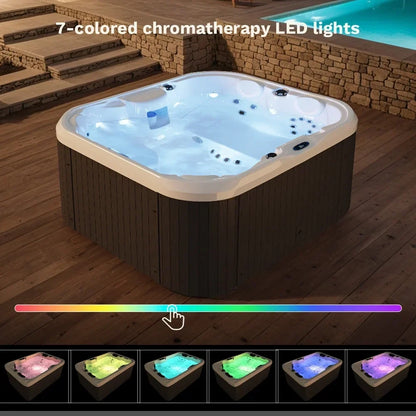 2026 NEW Patiowell 2 Person Home Spa Hot Tub for Outdoor, with 41pcs Massage Jets, LED lighting, Built-In Water Purification System, 900L, Black