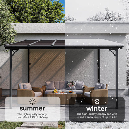 2026 NEW Aoxun 8' x 5' Gazebo for Patio, Gazebo Pergola with Sloped Roof, Grill Gazebo Large Wall-Mounted Heavy Duty Awnings, for Backyard, Deck, Patio