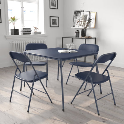 2026 NEW Emma + Oliver 5 Piece Black Folding Game Room Card Table and Chair Set