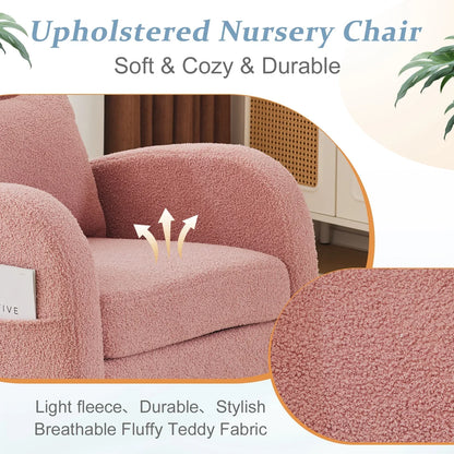 2026 NEW Ktaxon Rocking Accent Chair Glider Reading Chair Comfy Teddy Velvet Upholstered Single Sofa Rocker for Living Room, Nursery, Bedroom Beige