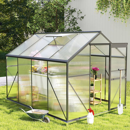 2026 NEW Asofer 6' x 4' Greenhouse for Outdoors, Aluminum Walk-in Green Houses shed with Rain Gutter and Roof Vent for Backyard