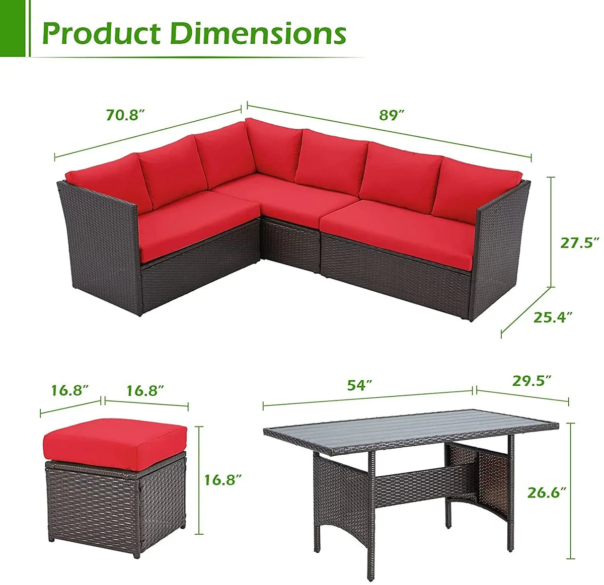 2026 NEW AECOJOY 7 Piece Patio Furniture Set PE Rattan Outdoor Dining Set Sectional Sofa Couch with Table Patio Conversation Set in Gray