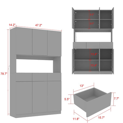 2026 NEW KULAGAGA Bookcases Organizer with LED Lights, Heavy Duty Display Cabinet with Glass Door for Living Room, 31.5" Wide