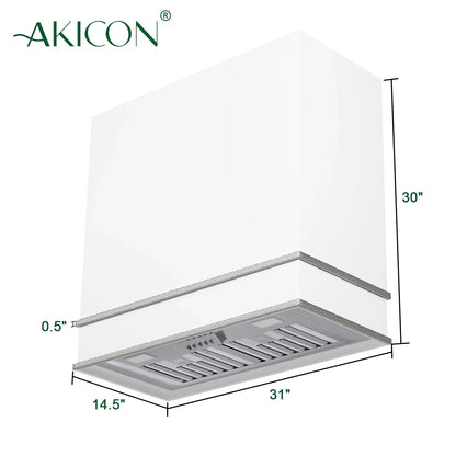 2026 NEW Akicon Range Hood 30 Inch, 600 CFM Ducted Vent Hood, Stainless Steel Box Kitchen Hood with 2 LED Lights, Removable Baffle Filters