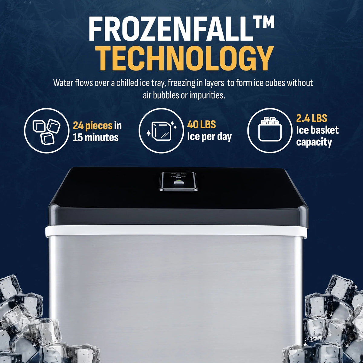 2026 NEW Newair Portable Countertop 40lb Clear Ice Maker Machine, Stainless Steel