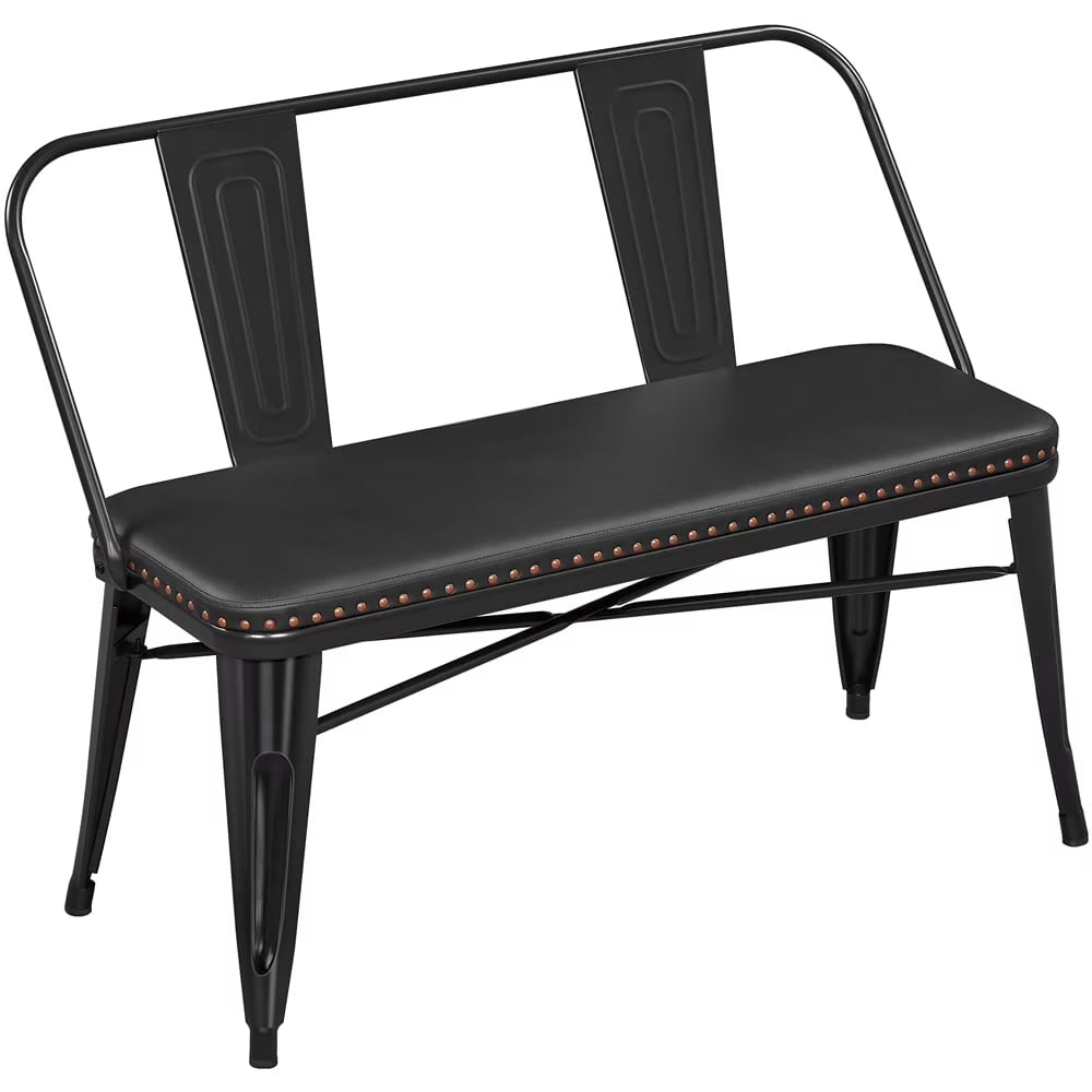 2026 NEW Yaheetech Industrial Metal Dining Bench with Upholstered Seat,Black