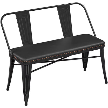 2026 NEW Yaheetech Industrial Metal Dining Bench with Upholstered Seat,Black