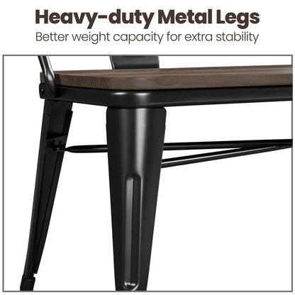 2026 NEW Yaheetech Industrial Metal Dining Bench with Upholstered Seat,Black