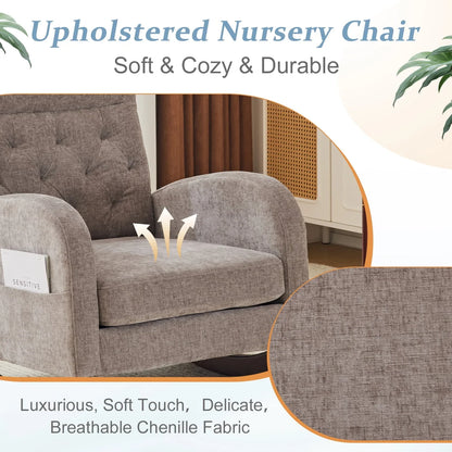 2026 NEW Ktaxon Rocking Accent Chair Glider Reading Chair Comfy Teddy Velvet Upholstered Single Sofa Rocker for Living Room, Nursery, Bedroom Beige