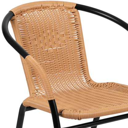 2026 NEW Emma + Oliver Indoor/Outdoor Stacking Rattan Restaurant Patio Chairs, Set of 2, Gray