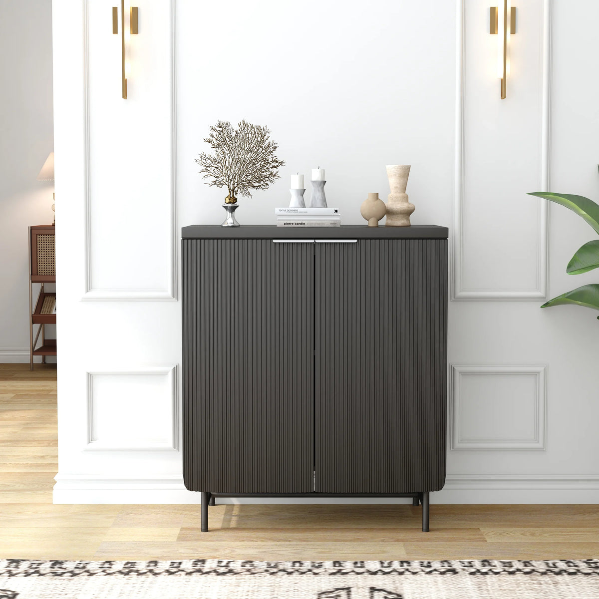 2026 NEW Vivvoo 30" Wood Nightstand Fluted Door Accent Cabinet