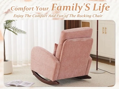 2026 NEW Ktaxon Rocking Accent Chair Glider Reading Chair Comfy Teddy Velvet Upholstered Single Sofa Rocker for Living Room, Nursery, Bedroom Beige
