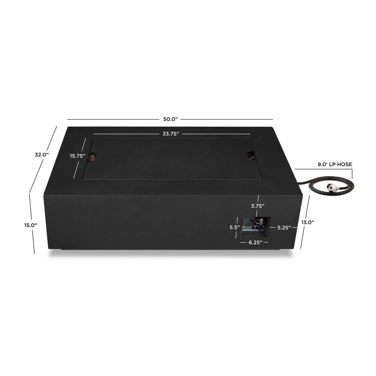 2026 NEW Real Flame Aegean 50" Rectangle Steel Propane or Natural Gas Fire Pit Table in Black