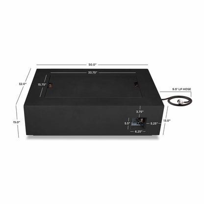 2026 NEW Real Flame Aegean 50" Rectangle Steel Propane or Natural Gas Fire Pit Table in Black