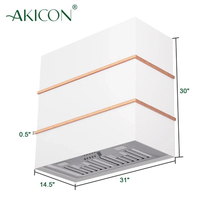 2026 NEW Akicon Range Hood 30 Inch, 600 CFM Ducted Vent Hood, Stainless Steel Box Kitchen Hood with 2 LED Lights, Removable Baffle Filters