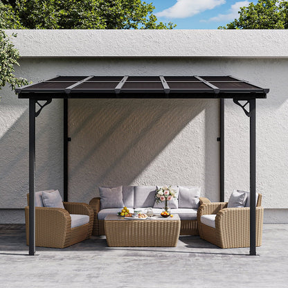 2026 NEW Aoxun 8' x 5' Gazebo for Patio, Gazebo Pergola with Sloped Roof, Grill Gazebo Large Wall-Mounted Heavy Duty Awnings, for Backyard, Deck, Patio