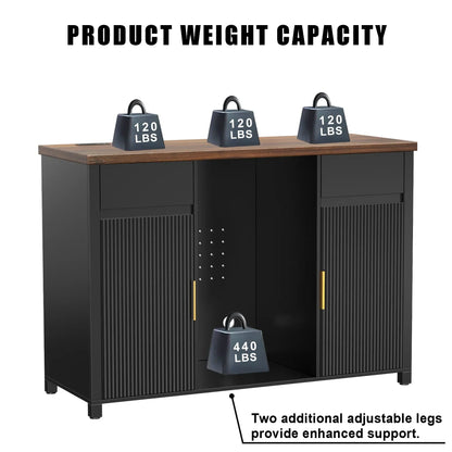 2026 NEW Coffee Bar Cabinet with Fridge Space, Mini Fridge Cabinet"Buffet Sideboard"53.2"L