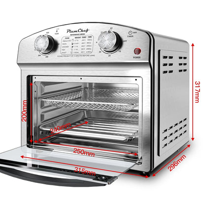 2026 NEW PlumChef 13 Quart 4 Slices Air Fryer Convection Toaster Oven, 1500W, 7 in 1 Multifunction with Roast, Bake, Grill, Broil, Toast, Dehydrate, Defrost