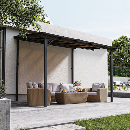 2026 NEW Aoxun 8' x 5' Gazebo for Patio, Gazebo Pergola with Sloped Roof, Grill Gazebo Large Wall-Mounted Heavy Duty Awnings, for Backyard, Deck, Patio