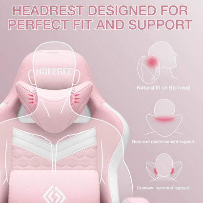 2026 NEW Hoffree Gaming Chair with Massage Fabric Office Chair with footrest for Adults, Ergonomic Gamer Chair with Headrest and Lumbar Support for Office Gaming, 440 LBS