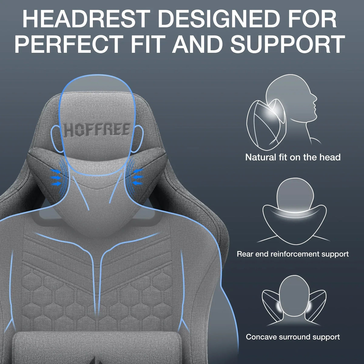 2026 NEW Hoffree Gaming Chair with Massage Fabric Office Chair with footrest for Adults, Ergonomic Gamer Chair with Headrest and Lumbar Support for Office Gaming, 440 LBS