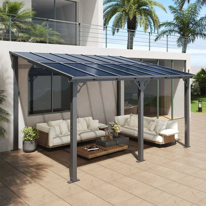 2026 NEW Aoxun 8' x 5' Gazebo for Patio, Gazebo Pergola with Sloped Roof, Grill Gazebo Large Wall-Mounted Heavy Duty Awnings, for Backyard, Deck, Patio