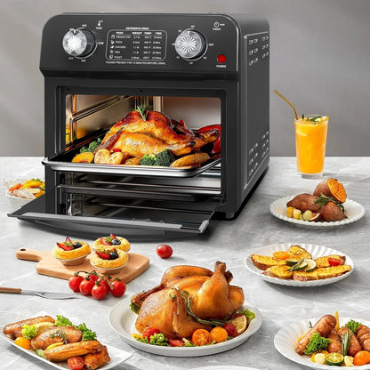 2026 NEW PlumChef 13 Quart 4 Slices Air Fryer Convection Toaster Oven, 1500W, 7 in 1 Multifunction with Roast, Bake, Grill, Broil, Toast, Dehydrate, Defrost