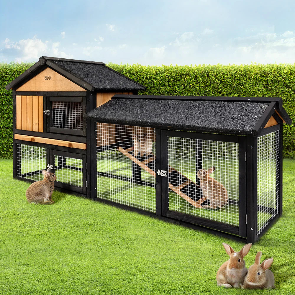 Extra Large Wooden Outdoor Chicken Coop Rabbit Hutch with Run - i.Pet