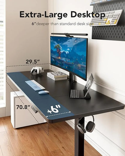 2026 NEW UANUO 48 x 24 inch Electric Standing Desk, Height Adjustable Table with Headphone Hooks & Cable Manager, Sit to Stand up Desk for Home Office, Vintage Brown