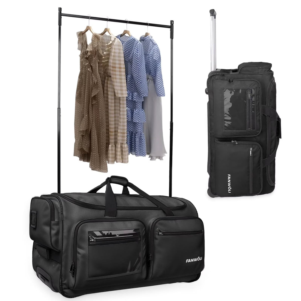2026 NEW Fegat Dance Bag with Garment Rack - 28"Collapsible Rolling Competition Dance Duffle Bag Lightweight Costume Wheeled Suitcase for Dancers Shows Livestreamer Athletes