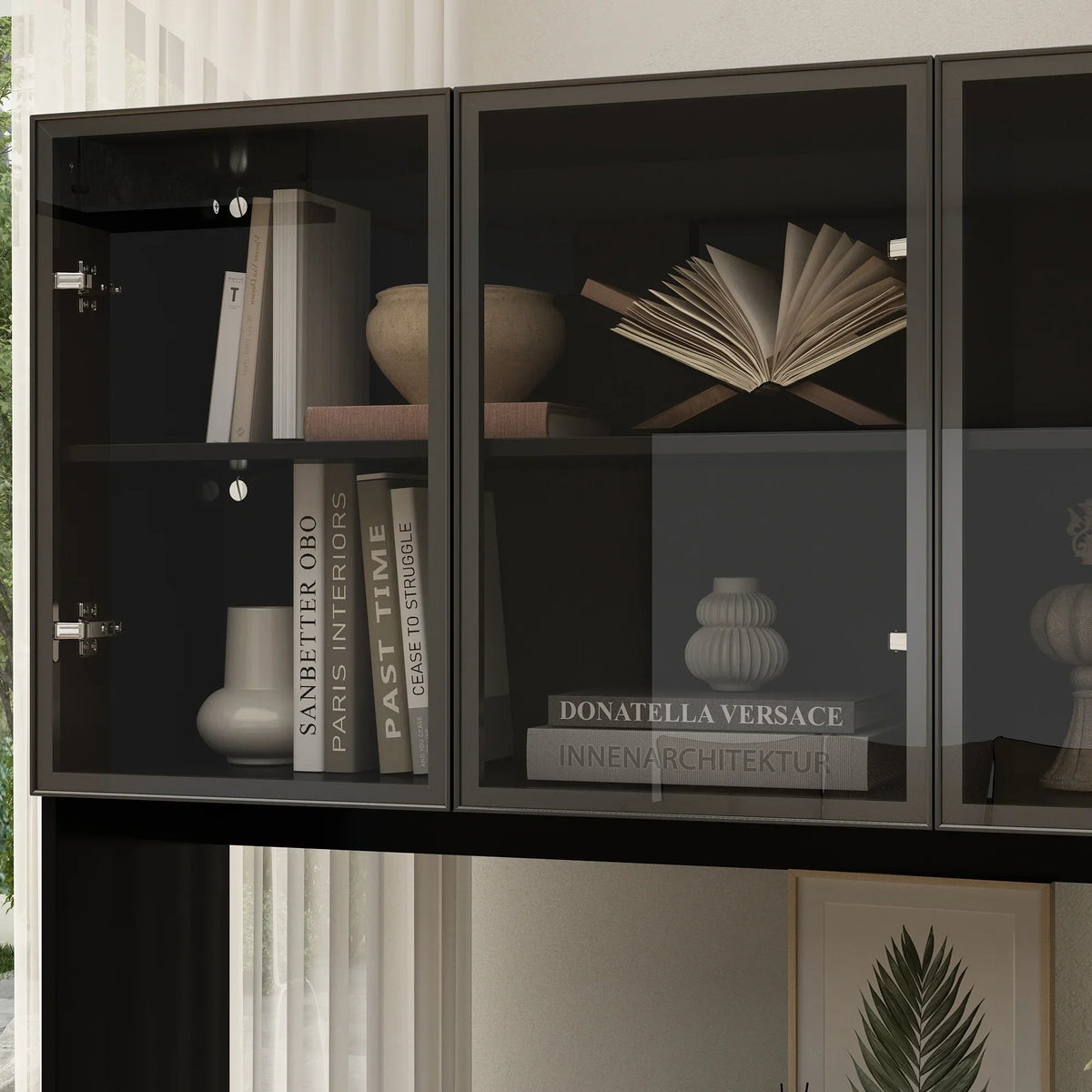 2026 NEW KULAGAGA Bookcases Organizer with LED Lights, Heavy Duty Display Cabinet with Glass Door for Living Room, 31.5" Wide
