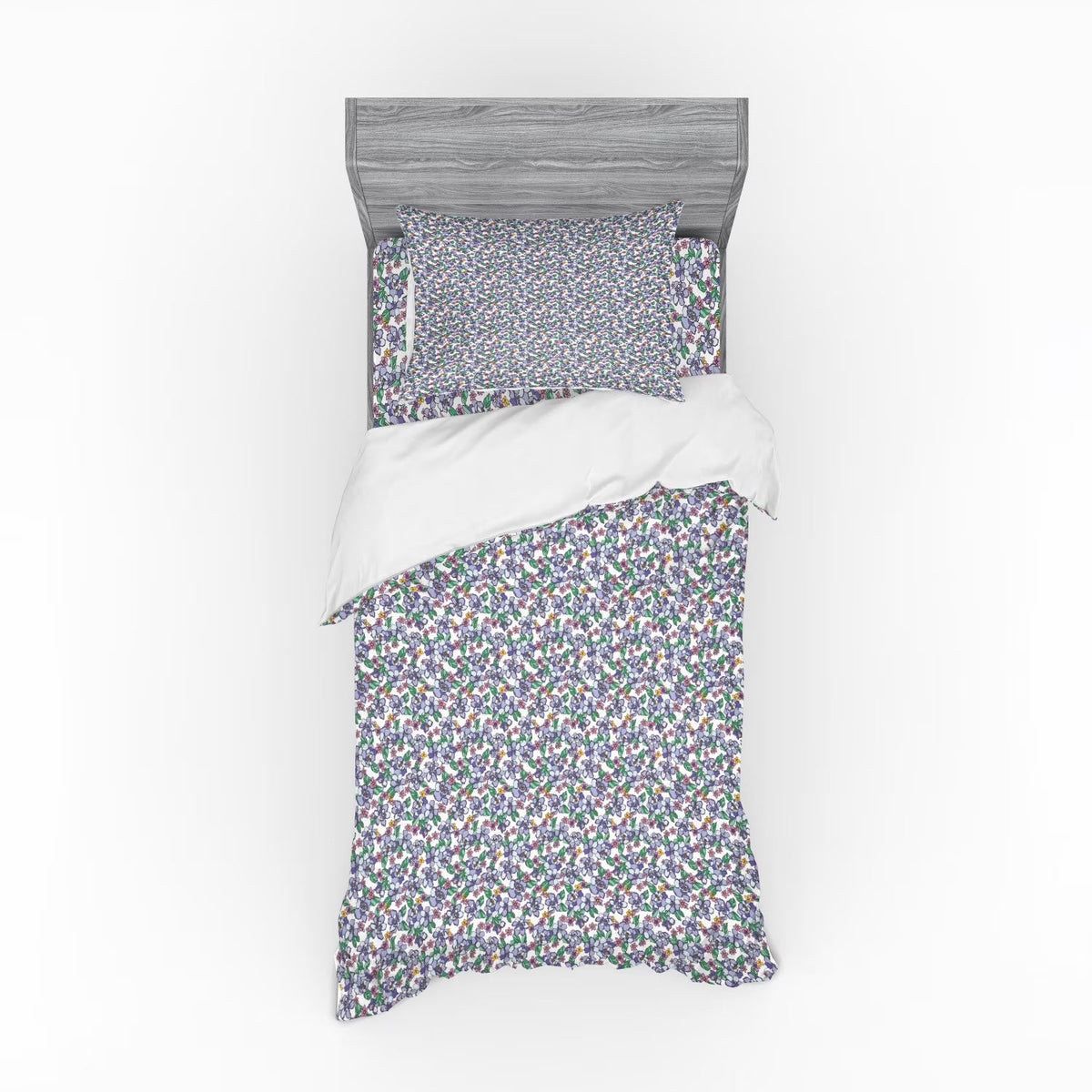 2026 NEW Floral Duvet Cover Set, Colorful Spring Blossom Flowers Repetitive Hand Drawn Like Pattern, Bedding Set with Shams and Fitted Sheet, 3 Sizes