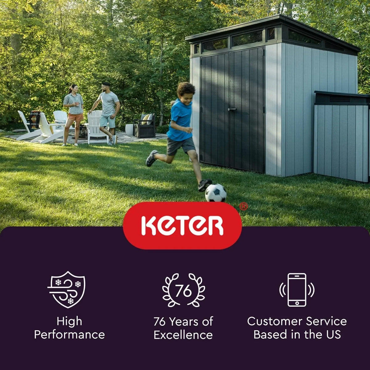 2026 NEW Keter 213413 Manor DD 6 X 8 Foot All Weather Outdoor Storage Shed, Grey