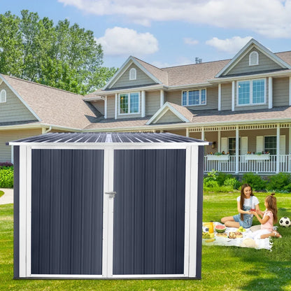 2026 NEW 6.3' x 6.1' Outdoor Storage Shed Clearance, Metal Outdoor Storage Cabinet with Double Lockable Doors, Waterproof Tool Shed, Stores 4 Bikes, Backyard Shed for Garden, Patio, Lawn