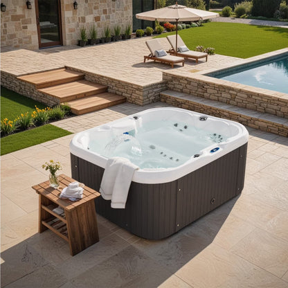 2026 NEW Patiowell 2 Person Home Spa Hot Tub for Outdoor, with 41pcs Massage Jets, LED lighting, Built-In Water Purification System, 900L, Black