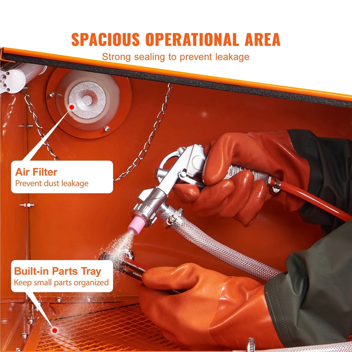 2026 NEW Portable Benchtop Sand Blaster 25 Gallon Sandblasting Cabinet with Blasting Gun Nozzles Paint Stain Rust Removal