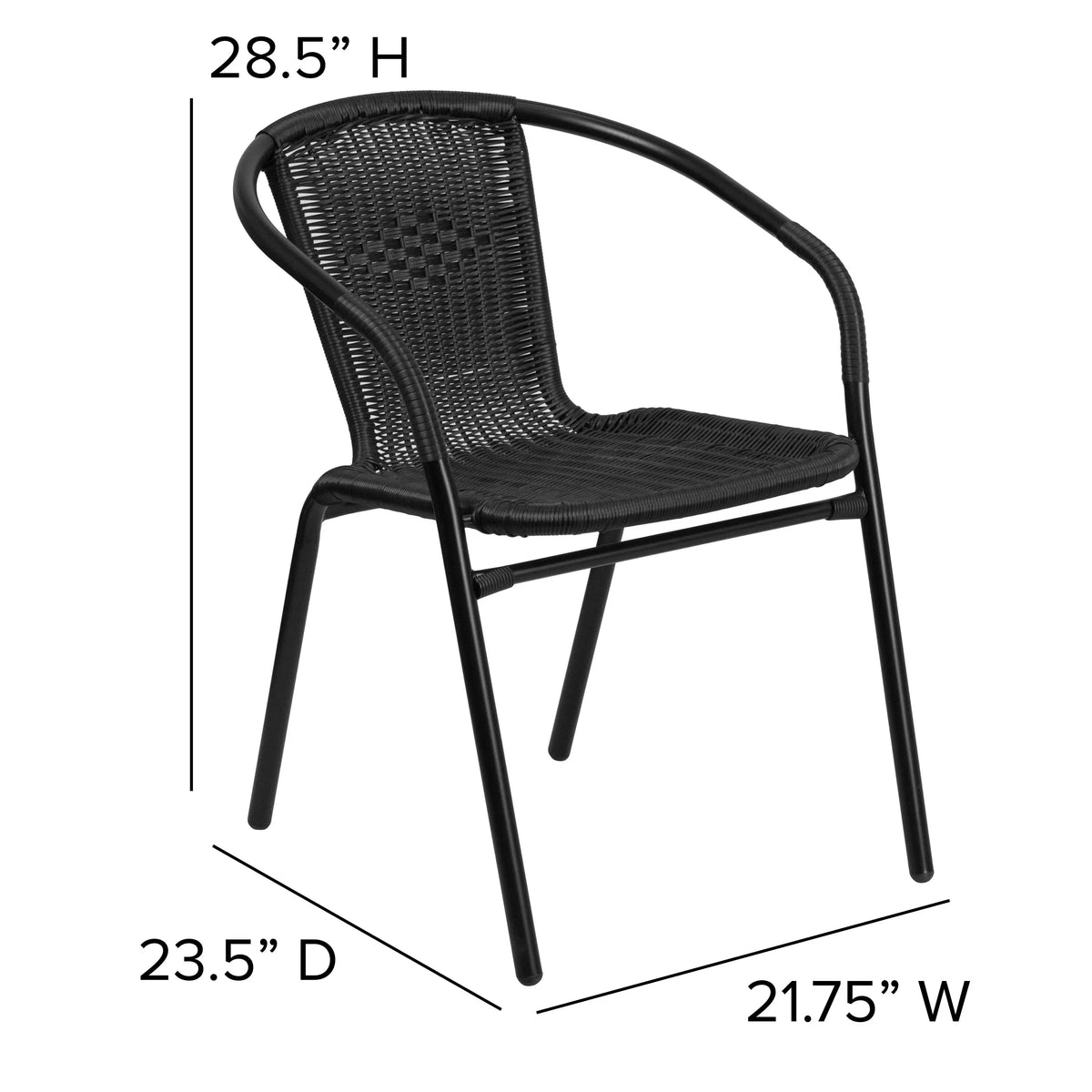2026 NEW Emma + Oliver Indoor/Outdoor Stacking Rattan Restaurant Patio Chairs, Set of 2, Gray