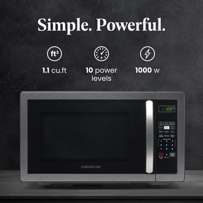 2026 NEW Farberware 1.1 Cu. Ft. 1000-Watt Compact Microwave Oven, Black